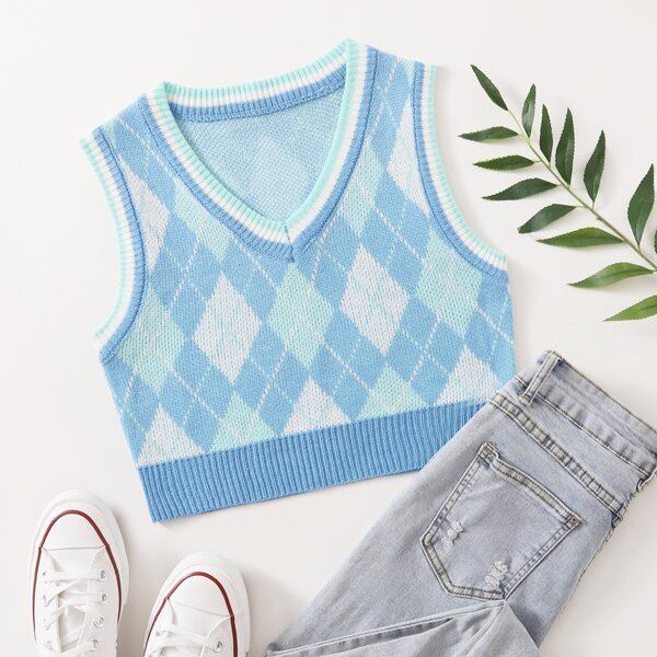 

Argyle Pattern Sweater Vest, Multicolor