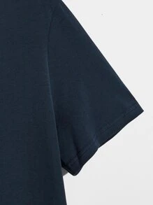 Manfinity RebelGame 男士字母圖案T恤 - 藏蓝色 - 查看 4