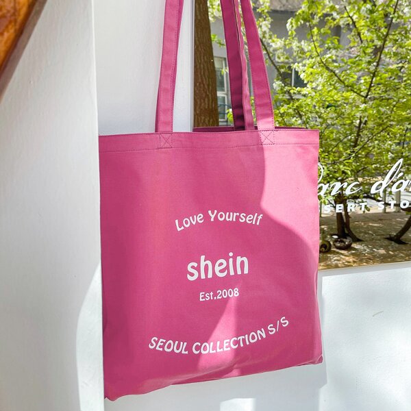

Letter Graphic Canvas Shopper Bag, Pink