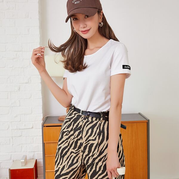 

Letter Patched Crop Tee, White