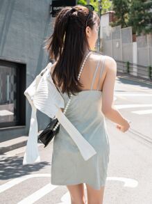DAZY Solid Double Straps Cami Dress - Grey - View 2