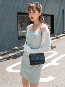DAZY Solid Double Straps Cami Dress - Grey - View 5