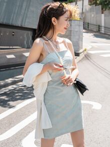 DAZY Solid Double Straps Cami Dress - Grey - View 6