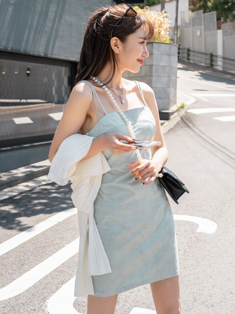 DAZY Solid Double Straps Cami Dress - Grey - View 6