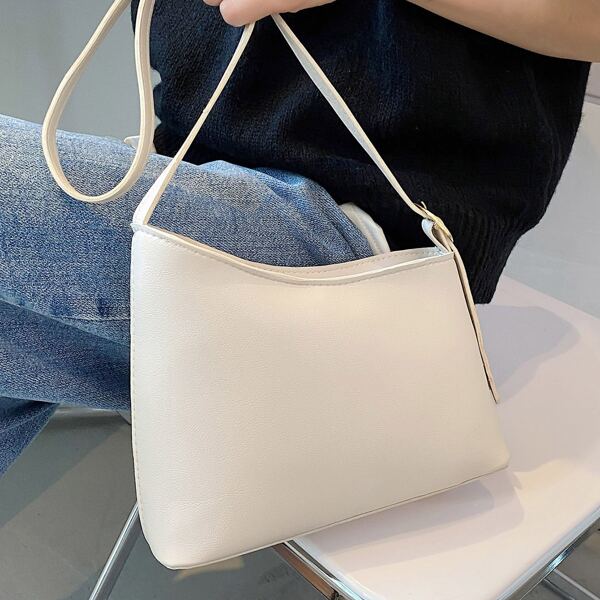 

Solid Adjustable Straps Crossbody Bag, White