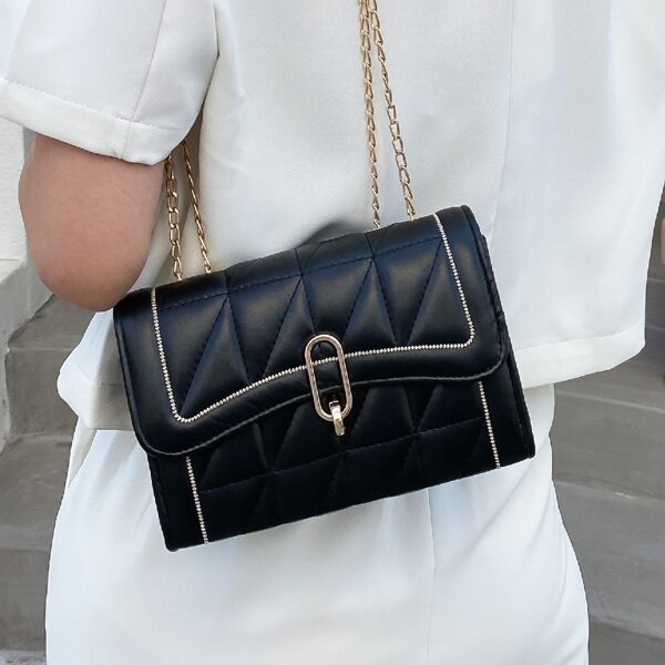 

Quilted Double Chain Bag, Black