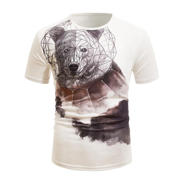 

Men Bear Print Tee, Multicolor