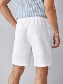 Manfinity VCAY Men Cotton Drawstring Waist Shorts - White - View 2