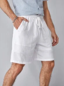 Manfinity VCAY Men Cotton Drawstring Waist Shorts - White - View 3
