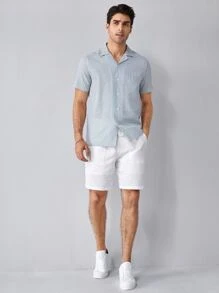 Manfinity VCAY Men Cotton Drawstring Waist Shorts - White - View 5