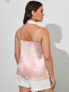 SHEIN 大碼印花吊帶上衣帶頸鍊 - 淺粉色 - 查看 2