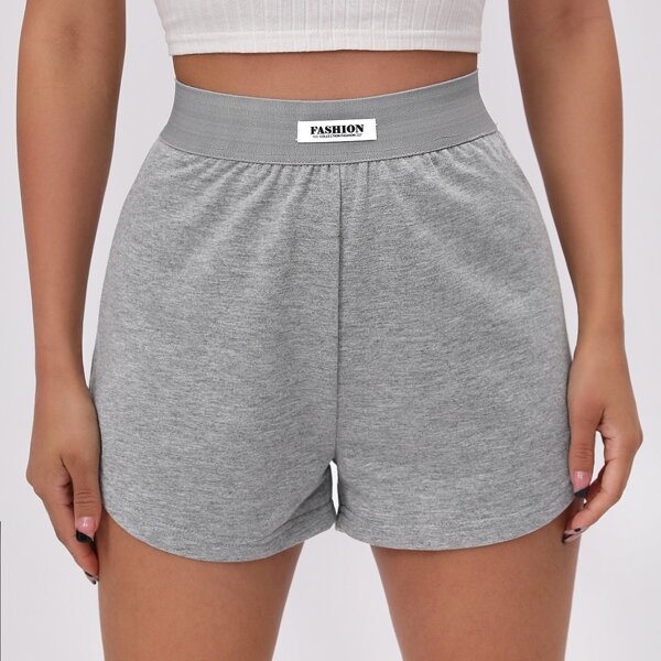 

Letter Patched Track Shorts, Grey