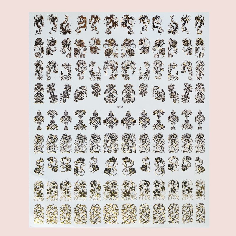 

1sheet Flower Pattern Nail Art Sticker, Gold