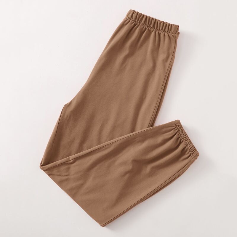 

Solid Elastic Waist Sweatpants, Coffee brown