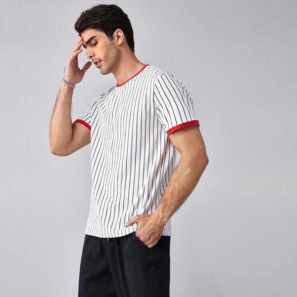 

Men Striped Ringer Tee, White
