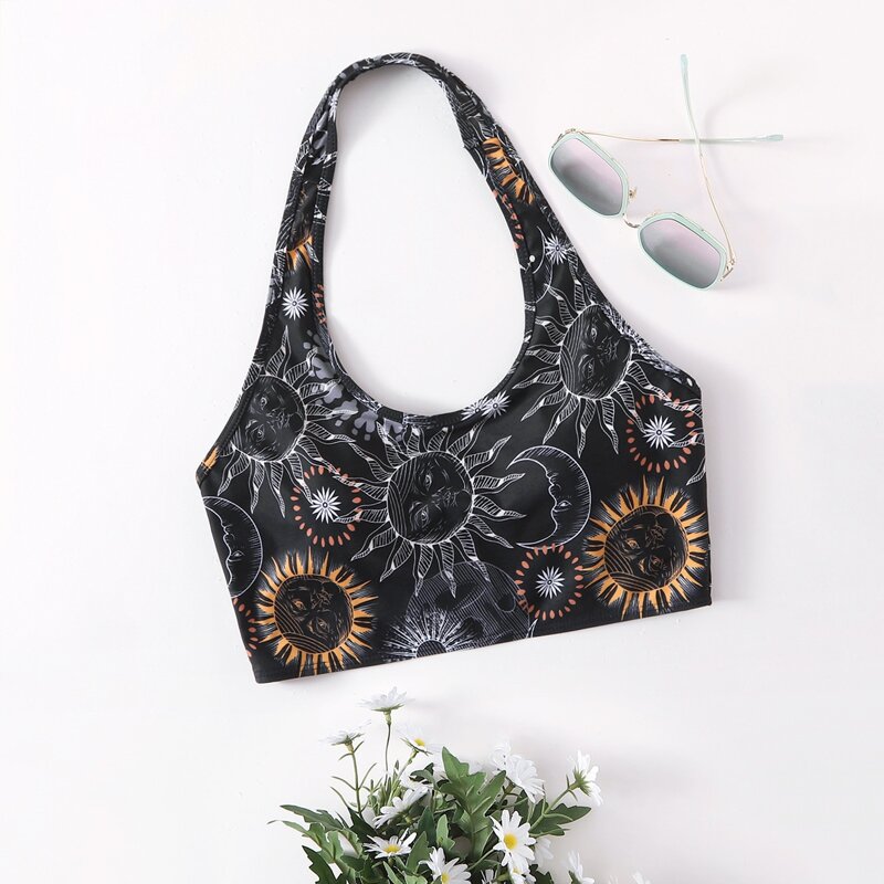 

Graphic Halter Bikini Top, Multicolor