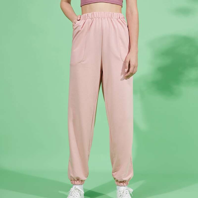 

Solid Drawstring Sweatpants, Baby pink