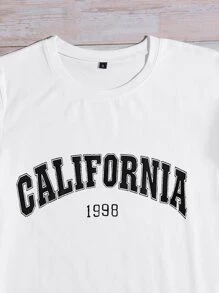 SHEIN Essnce Letter Graphic Short Sleeve Tee - White - View 4