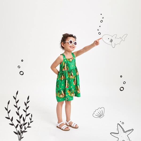 

Toddler Girl Tropical Print Cami Dress, Green