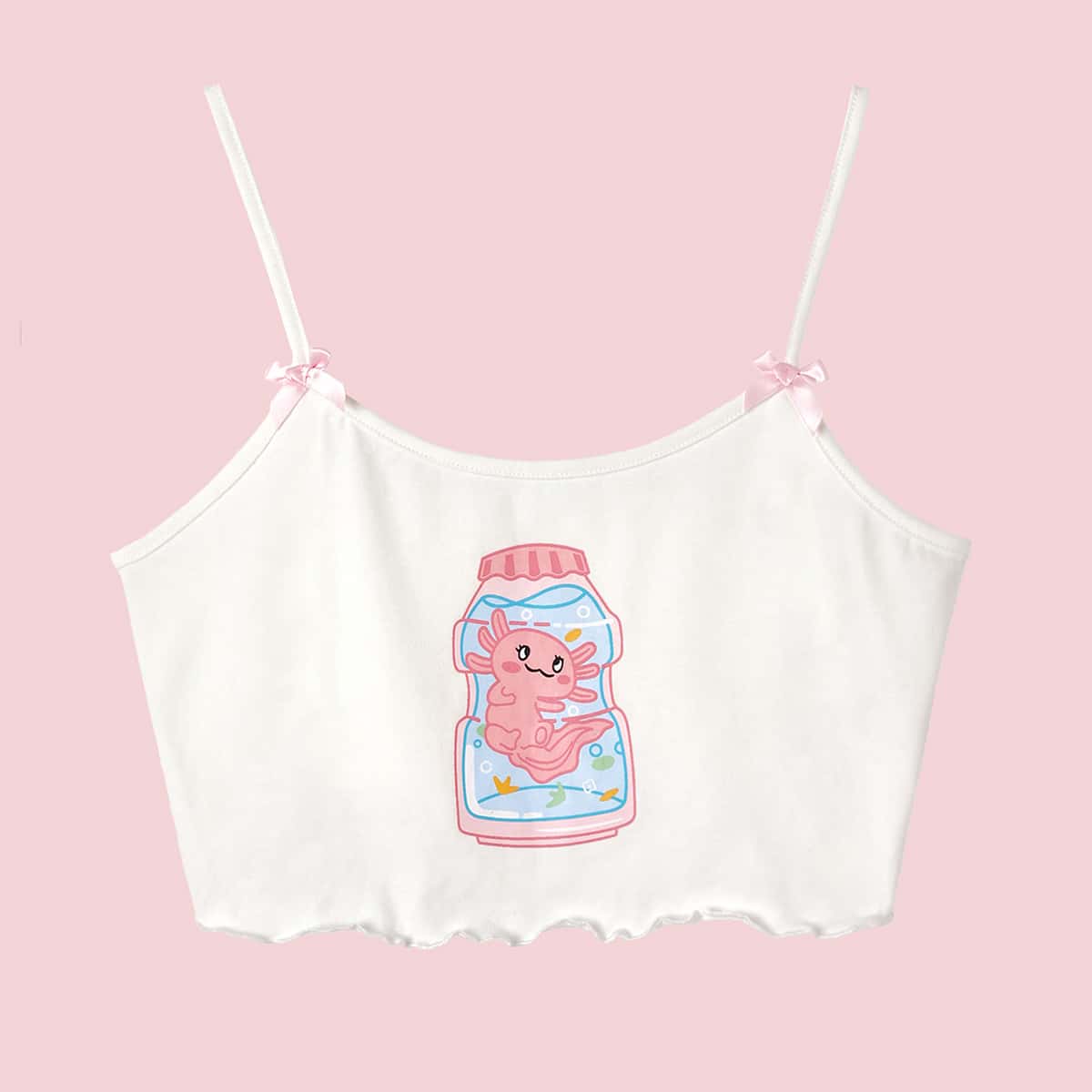 

Cartoon Graphic Crop Cami, White