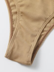 Conjunto de bikini con cuello cruzado acanalado para niña preadolescente, playa de verano