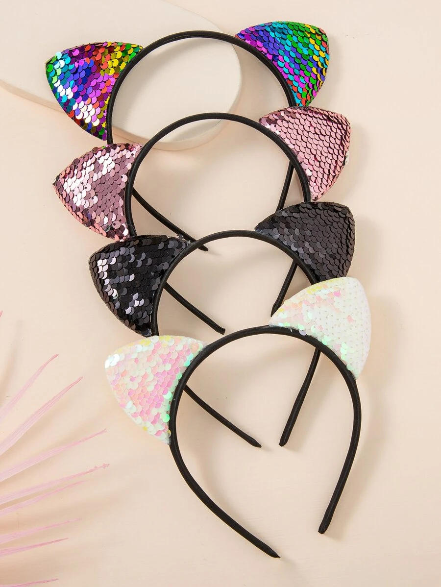 4 cái Bé Gái Mới Biết Đi Sequin Tai Trang Trí Băng Đô - Nhiều màu - Xem 1