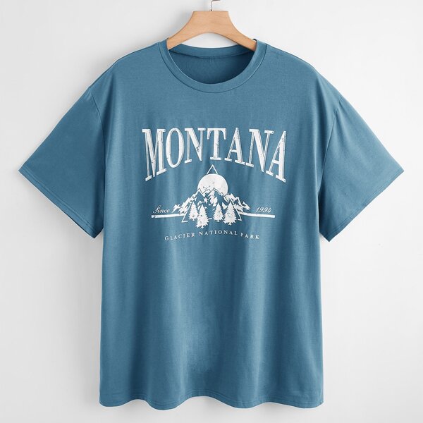 

Plus Letter Graphic Short Sleeve Tee, Dusty blue