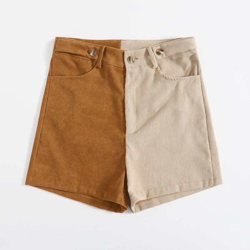 

Two Tone Corduroy Shorts, Multicolor