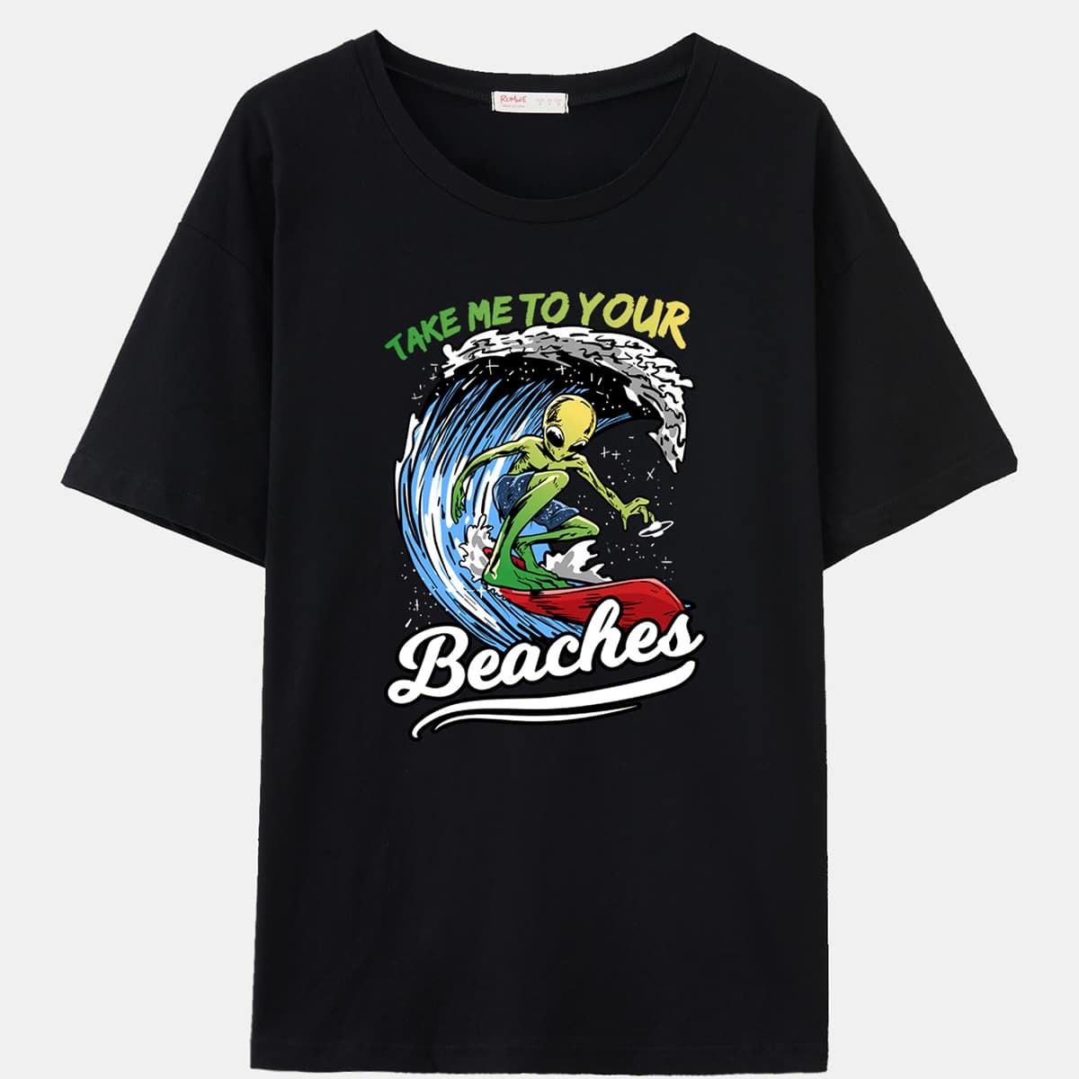 

Letter Alien Graphic Oversized Tee, Black