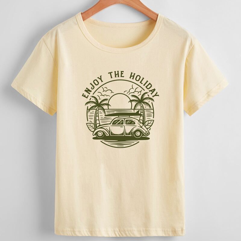 

Letter Car Graphic Tee, Beige
