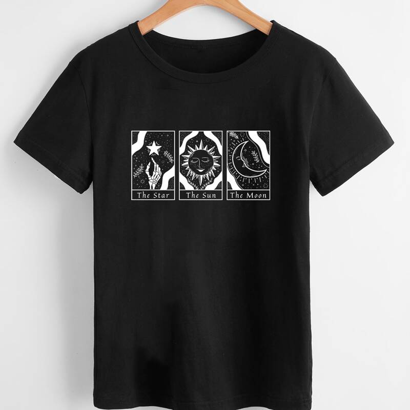 

Letter Sun & Moon Graphic Tee, Black