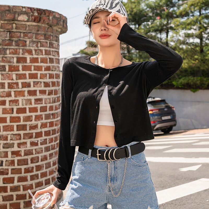 

Solid Button Up Top, Black