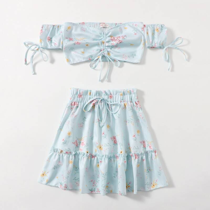 

Ditsy Floral Top & Skirt, Baby blue