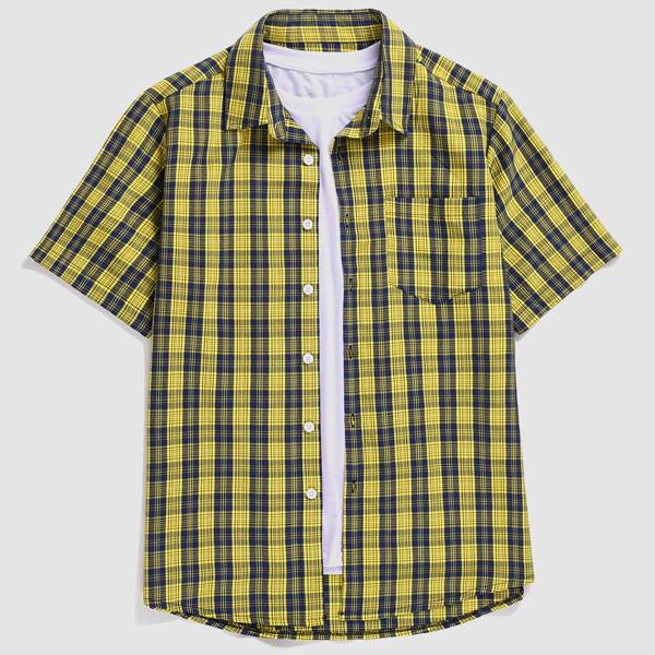 

Men 1pc Plaid Button Through Shirt, Multicolor
