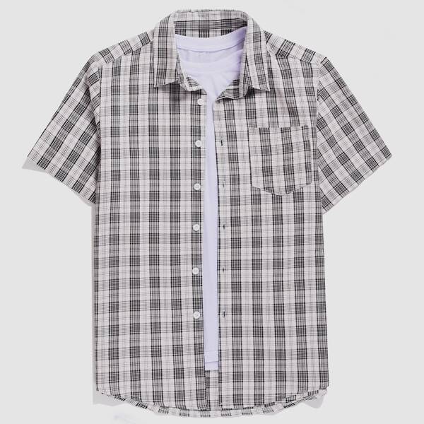 

Men Plaid Button Up Shirt Without Tee, Multicolor