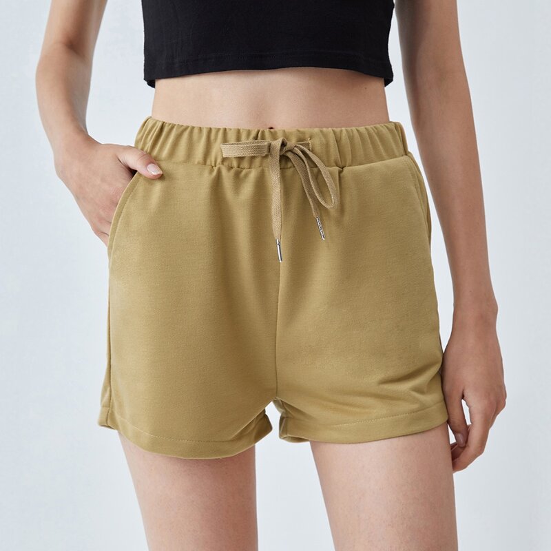 

Solid Drawstring Shorts, Khaki