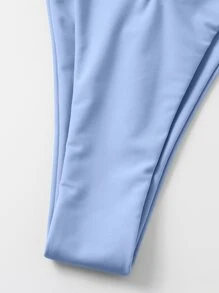 Cut Out High Cut Bikini For Summer Beach Vacation - Dusty Blue - View 5
