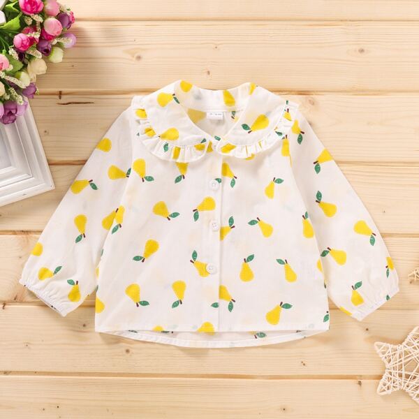 

Toddler Girls Fruit Print Peter Pan Collar Blouse, White