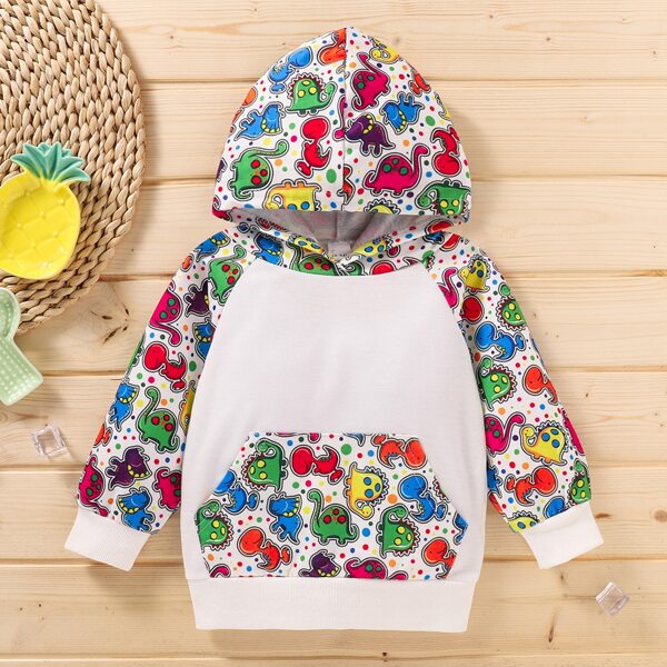 

Toddler Girls Cartoon Print Raglan Sleeve Hoodie, Multicolor