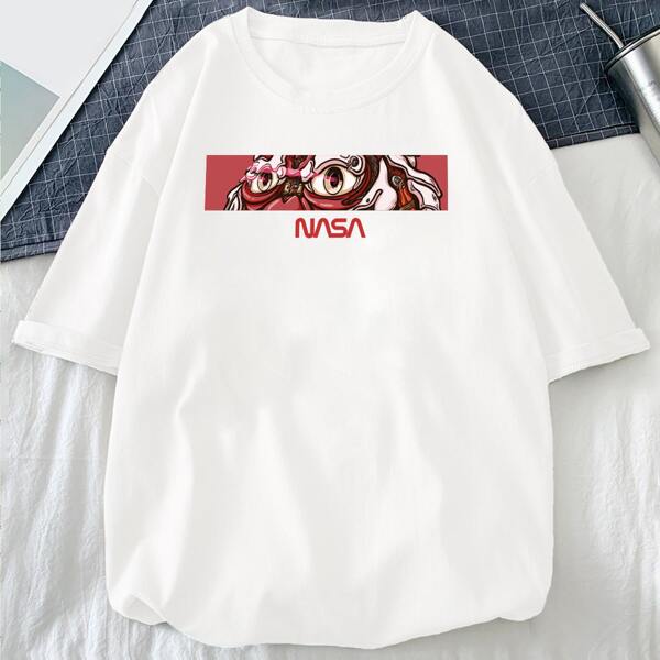 

Men Letter & Cartoon Graphic Tee, White