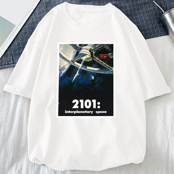 

Men Letter & Graphic Print Tee, White