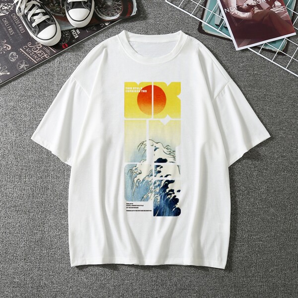

Men Landscape & Letter Graphic Tee, White