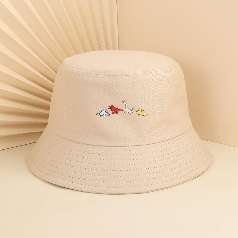 

Guys Cartoon Dinosaur Graphic Bucket Hat, Beige