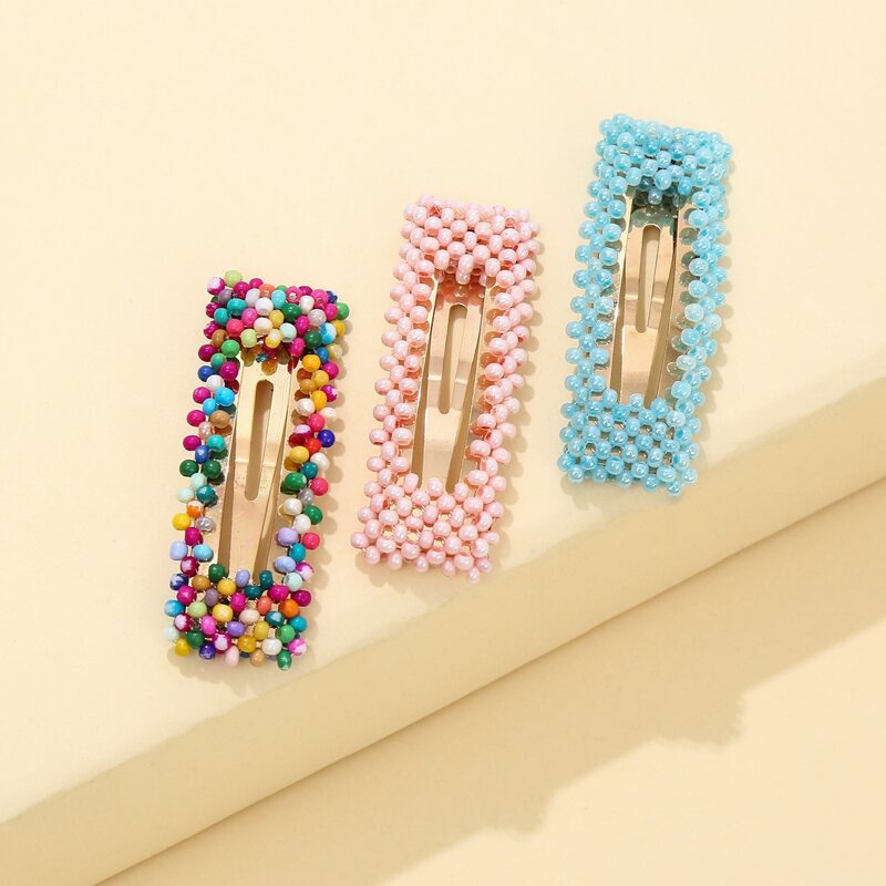 

3pcs Bead Decor Hair Clip, Multicolor