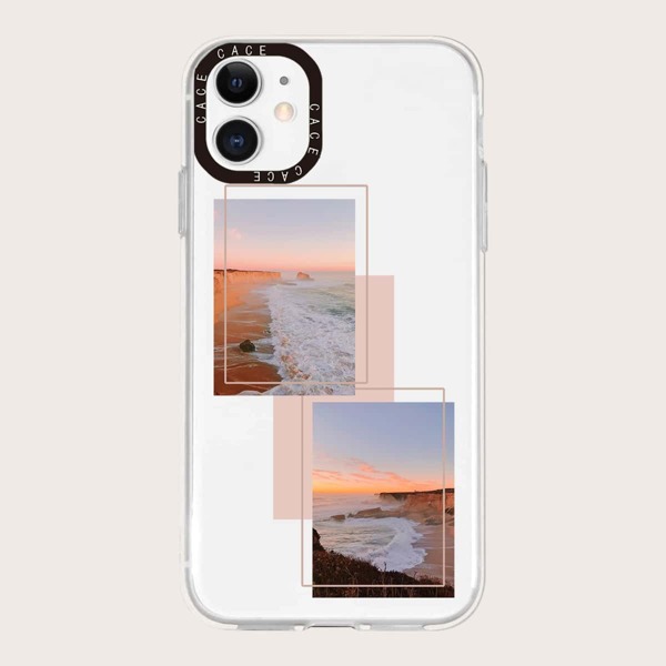 

Beach Pattern Clear Phone Case, Multicolor