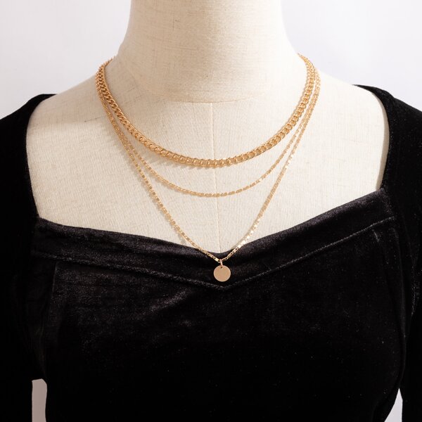 

Disc Pendant Layered Necklace, Gold