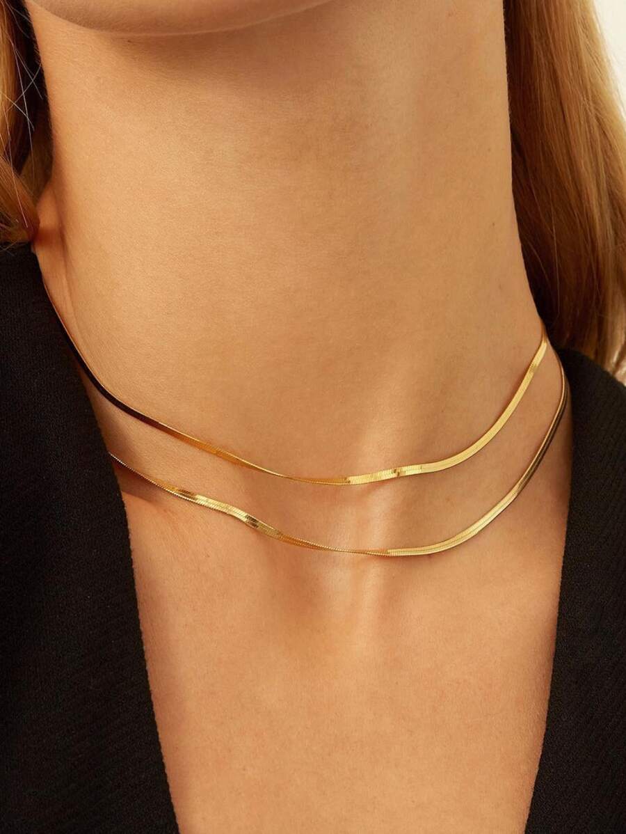 2pcs Minimalist Necklace - Yellow Gold - View 1
