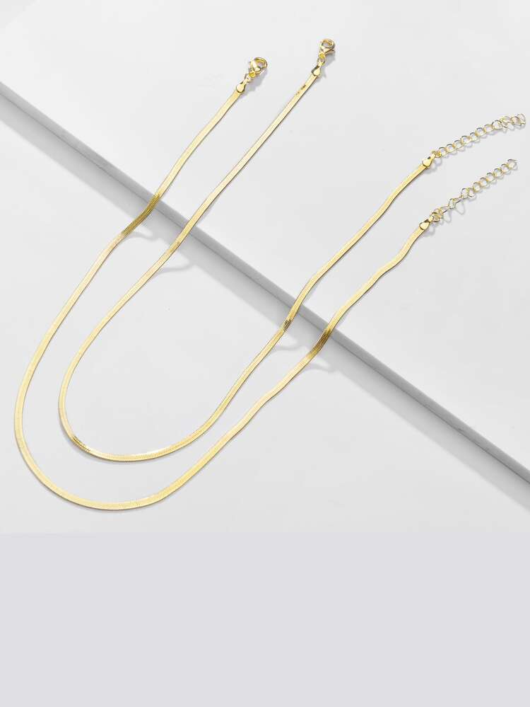 2pcs Minimalist Necklace - Yellow Gold - View 2