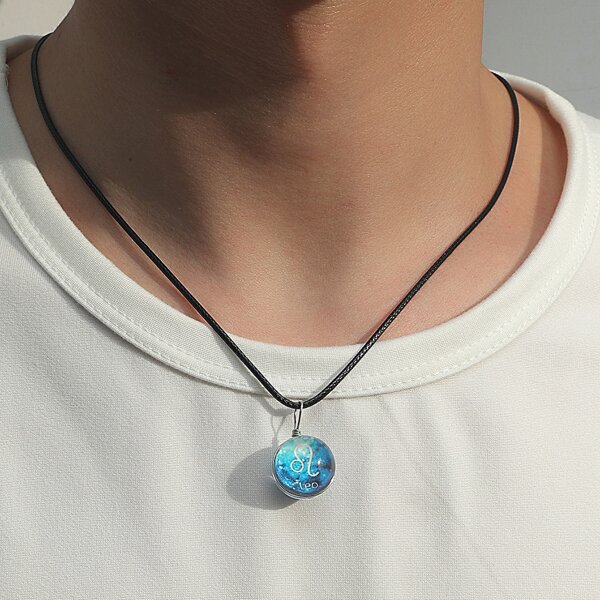 

Men Glow In The Dark Pendant Necklace, Blue