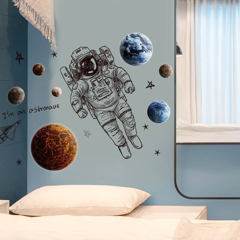 

Astronaut & Planet Wall Sticker, Black